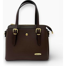 Sanmorris ÖZER-1415 Gold Aksesuarlı 4 Bölmeli Suni Der Çapraz Askılı Kadın El ve Omuz Çantası