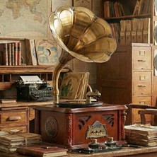 Midex GR-50 (2026 versiyon) Nostaljik Gramofon Bluetooth USB Plak Çalar Pikap FM Radyo MP3