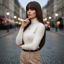 İlkyaz Fashion Düz Perçemli Uzun Fiber Sentetik Peruk - Kahve Karamel ILKYZ-PRK34