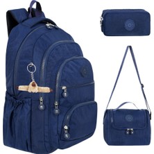 Alanç Gift Ultra Lüks Krinkıl İlkokul ve Ortaokul Çantası + Termal Beslenme Çantası ve Çift Bölmeli Kalemlik