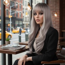 İlkyaz Fashion Doğal Dalgalı Perçemli Fiber Sentetik Uzun Boy Peruk - Koyu Kumral / Açık Rus Kumralı Ombre ve