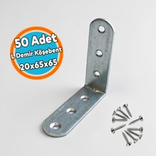 Nzb ( 50 Adet ) Köşe Birleştirme L Gönye Demir Yuvarlak Başlı 20X65X65  Metal Bağlantı Sabitleme Aparatı
