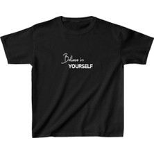 Unisex Çocuk Baskılı T-Shirt - Siyah