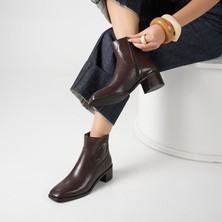 Ametist Blanca Acı Kahve Deri Kadın Bot – Tpu Kaymaz Taban – 17 cm Bot Boyu – Fermuarlı – Gerçek Deri