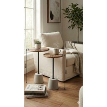 Ikili Sehpa Takımı. Beton Ayak Masif Gürgen Tabla