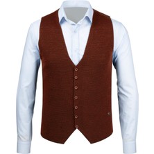 Çizgi Triko Erkek Düğmeli Spor / Klasik Triko Örme Kolsuz Kiremit Yelek Regular Kalıp - 4430LS