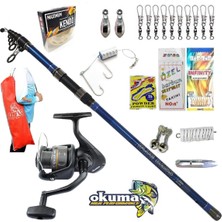 Okuma Revenger Rv-55 Kendo Blue Bass 420CM 100-250GR Profesyonel Surf Kıyı Olta Takımı Seti