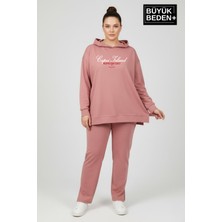 Superlife Büyük Beden Kapşonlu Capri Island Baskılı Tunik Ince Sweatshırt  SPR26BTK991-2