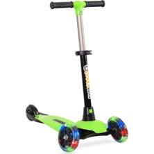 PremiumPort Yeşil LED Işıklı 3 Tekerlekli Scooter, Max 50 Kg, Eğlence ve Hız Keyfi