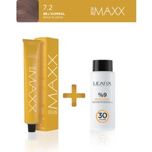 Maxx Deluxe Tüp Boya 100 ml - 30 V Oksidan 60 ml 7.2 Bej Kumral