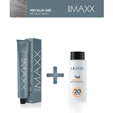 Maxx Deluxe Tüp Boya 100 ml - 30 V Oksidan 60 ml Metalik Gri