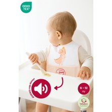 Bebekevi Düdüklü Cepli Sıvama Mama Önlüğü - Sevimli Dino Çocuk Mama Önlüğü