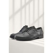 Rakerplus Titan Hakiki Deri Siyah Klasik Erkek Çocuk Ayakkabısı