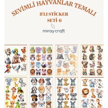 Miray Craft Sevimli Hayvanlar Temalı 8 Sayfa Sticker Seti – Journal & Planner (12×17 Cm)