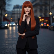 İlkyaz Fashion Düz Perçemli Uzun Fiber Sentetik Peruk - Bakır ILKYZ-PRK34