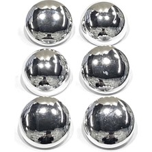 Parlak Gümüş Metalize Bombeli Kaban & Mont Düğmesi – 3 cm (6’lı Set)