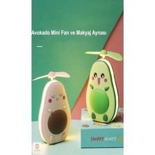 PremiumPort LED Işıklı Mini Makyaj Aynası ve USB Şarjlı Avokado Figürlü Vantilatör