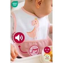 Bebekevi Düdüklü Cepli Sıvama Mama Önlüğü - Sevimli Dino Çocuk Mama Önlüğü