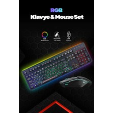 PremiumPort Rgb LED Işıklı Kablolu Klavye ve Mouse Seti, Şık ve Fonksiyonel