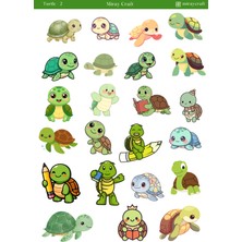 Miray Craft Kaplumbağa Temalı Sticker Sayfası – Sevimli & Renkli Tasarımlar (12×17 Cm)