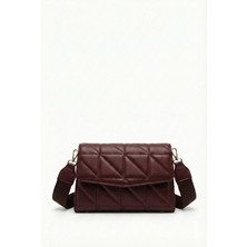 Purpleart Kadın Bordo Kapitone Çapraz Omuz Çantası Ayarlanabilir Kolon Askılı Şık Tasarım