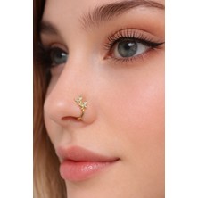 Sacce Scarves & Accessories Kelebekli Sıkıştırmalı Kıkırdak Küpesi Gold Zirkon Materyal ile Parlak Tasarım