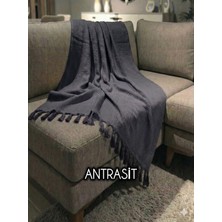 Luwino Home Koltuk Örtüsü , Tv Şalı , Throw ,yatak Örtüsü , Çok Amaçlı Örtü , Antrasit Renk 180X200 cm