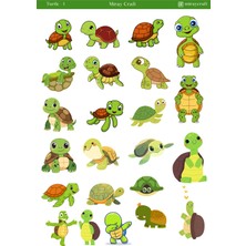 Miray Craft Kaplumbağa Temalı Sticker Sayfası – Sevimli & Renkli Tasarımlar (12×17 Cm)