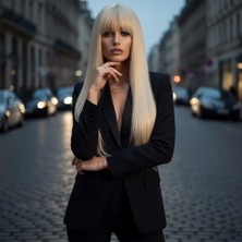 İlkyaz Fashion Düz Perçemli Uzun Fiber Sentetik Peruk - Platin ILKYZ-PRK34