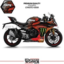 Cfmoto 450SR Kaplama Sticker Fabio Design Motor Kaplama Modeli Hazır Kit Tüm Modeller Uyumlu Kırmızı Turuncu