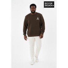 Superlife Erkek Büyük Beden A Baskılı Bisiklet Yaka Ince Sweatshirt SPR26BSW956-12