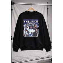 Fuddy Moda Unisex Oversize Resimli Kendrick Lamar Baskılı Bisiklet Yaka Kapüşonsuz Sweatshirt