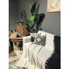 Luwino Home Koltuk Örtüsü , Tv Şalı , Throw ,yatak Örtüsü , Çok Amaçlı Örtü , Ekru Renk Kolları Kapatan 180X300 cm