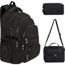 Alanç Gift Ultra Lüks Krinkıl İlkokul ve Ortaokul Çantası + Termal Beslenme Çantası ve Çift Bölmeli Kalemlik