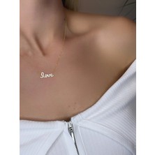 Daniel Angelson Love Taşlı Altın Kaplama Gümüş Kolye