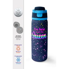 Coral High  Çok Renkli Lacivert Desenli Pipetli ve Direkt Içim Çelik Termos 800 ml 38524