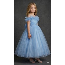 Ayyılmaz Ay Yılmaz Kız Çocuk Tarlatanlı Prenses Model Gelinlik Abiye Elbise Kolu Askılı