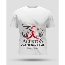 30 Ağustos Oversize Baskılı T-Shirt - Beyaz