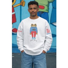Fuddy Moda Oversize Unisex Se Gui Mo Aqui Bad Bunny Kol Baskılı Bisiklet Yaka Kapüşonsuz Sweatshirt
