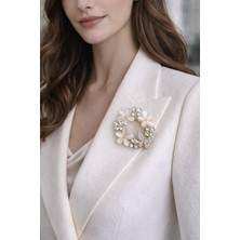 Modex Altın Sarısı Kelebek Yonca Detay Broş (4cm)