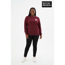 Superlife Kadın Büyük Beden M Baskılı Bisiklet Yaka Ince Sweatshirt SPR26BSWK956-13