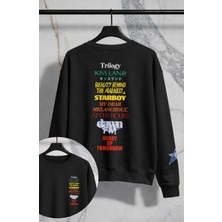 Fuddy Moda Unisex Oversize The Weeknd Star Kol ve Sırt Baskılı Bisiklet Yaka Kapüşonsuz Sweatshirt