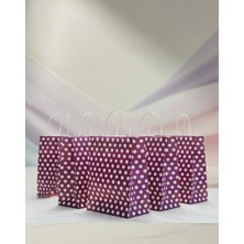 Aybaş Kağıtçılık 1.kalite 18X24 cm (20 Adet) Mor Renk Beyaz Benekli Kraft Kağıt Çanta,hediye Poşeti,hediye Paketi