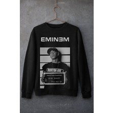 Fuddy Moda Unisex Oversize Eminem Detroit Police Deparment Baskılı Bisiklet Yaka Kapüşonsuz Sweatshirt