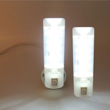 PremiumPort Enerji Tasarruflu Uzun LED Gece Lambası, 2'li, Fişli ve Düğmeli, Beyaz
