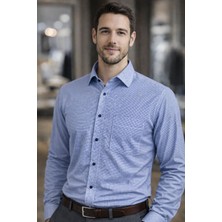 Colvıs Man Klasik Uzun Kol Ofislik Takım Elbiselik Kare Çizgili Armür Desenli Hediye Kutulu Erkek Gömlek