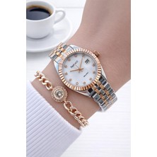 Ferrucci Küçük Vintage Kasa Çelik Kordon 2 Yıl Garantili 3 Atm Kadın Kol Saati+Bileklik FY.03591.4