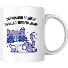 Taketshirt Doğrusunu Bildiğim Yalanlar Komik Baskılı Kupa Bardak Hediyelik Çay Kahve Kupası Coffee Mug