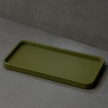 Qua Home Marta Dekoratif Deri Tepsi Yağ Yeşili 50X27X3 cm