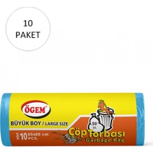 Ne Verelim Size Büyük Boy Çöp Torbası 65 x 80 cm 10 Lu Rulo x 10 Paket = 100 Adet (Mavi)